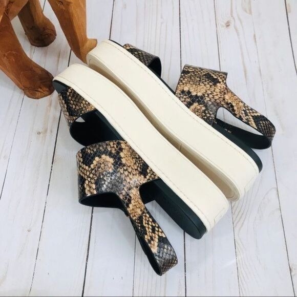 VINCE Westport Leather Snake Embossed Platform Sandals Size 10 - Picture 10 of 12